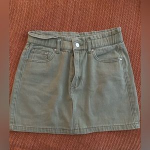 Green denim skirt